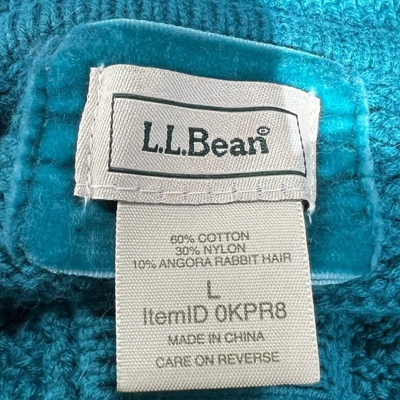 L.L.Bean Long Sleeve Mock Neck Cardigan With Angora Medium Turquoise Size L - Picture 5 of 7